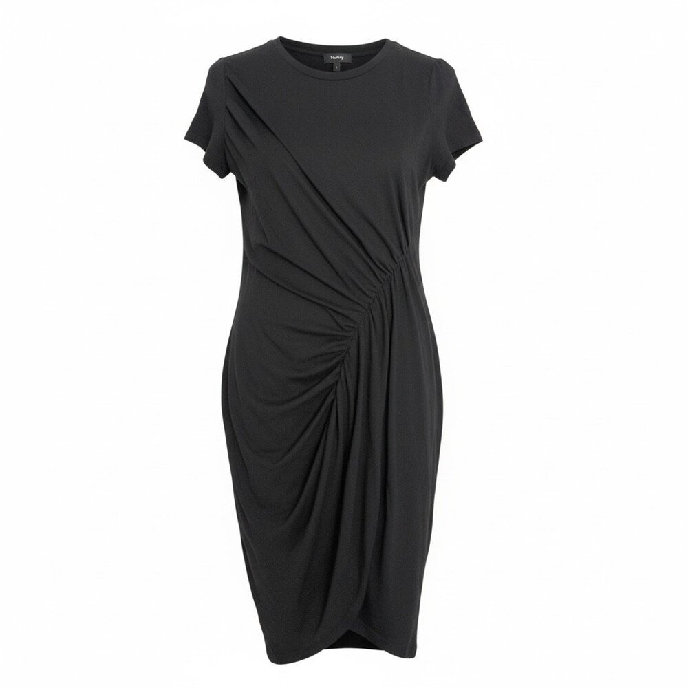 Theory Black Ruched Fitted Dress
